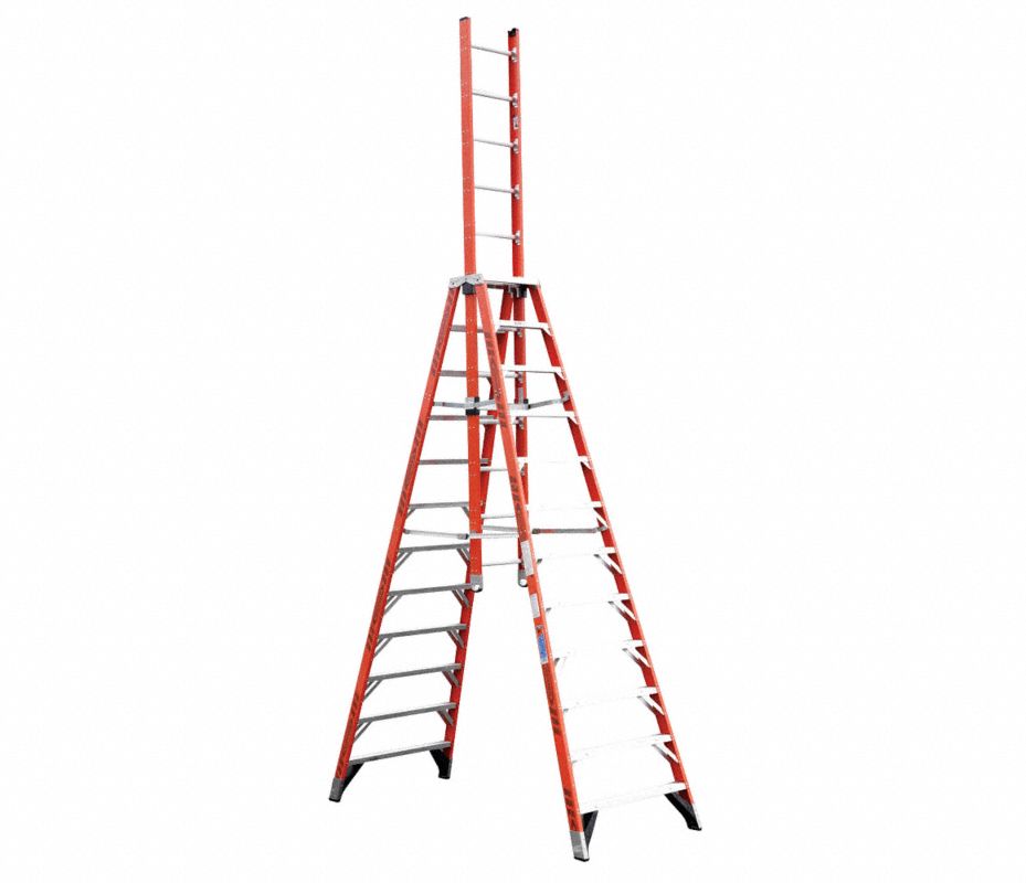 WERNER Escalera de Caballete con Extensión Fibra de Vidrio Capacidad de