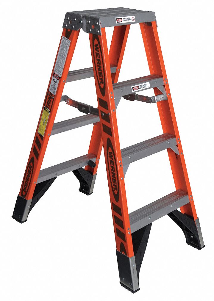 TWIN STEPLADDER,FIBERGLASS,IAA,4FT,T7400