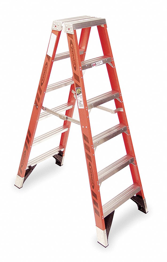 TWIN STEPLADDER,FIBERGLASS,IAA,6FT,T7400