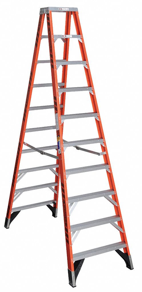 TWIN STEPLADDER,FBRGLS,IAA,10FT,T7400