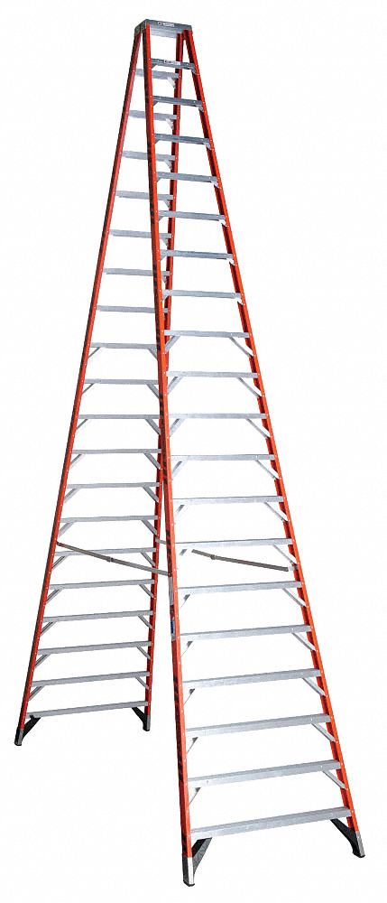 TWIN STEPLADDER, 20 FT LADDER SIZE, FIBREGLASS, 300 LB LOAD CAPACITY, 149 LB W