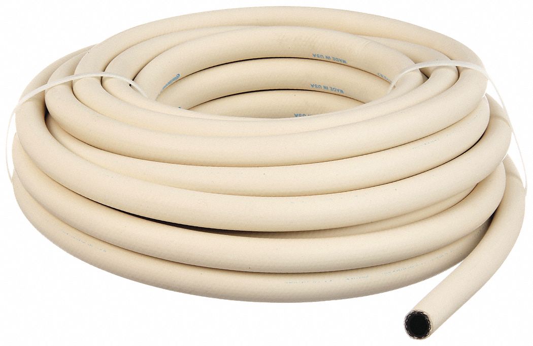 Washdown Hose: 1 in Hose Inside Dia., 300 psi, -40° to 210°F, White, 50 ft Hose Lg, Bulk Hose