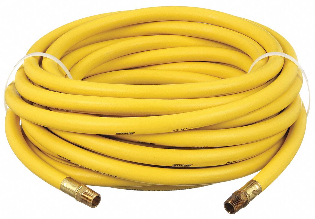 AIR HOSE, ½ IN INSIDE DIAMETER, YELLOW, BRASS 1/2 IN MNPT X BRASS 1/2 IN MNPT