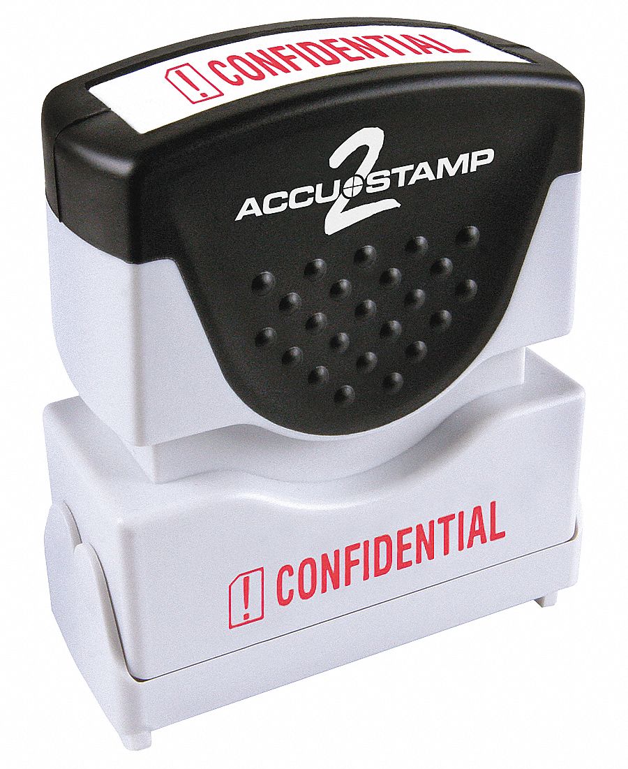 Message Stamp: CONFIDENTIAL, Red, Plastic, 1/2 in Imprint Area Ht