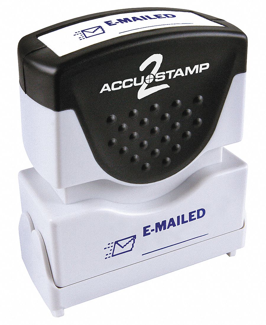 Message Stamp: E-MAILED with line, Blue, Plastic, 1/2 in Imprint Area Ht