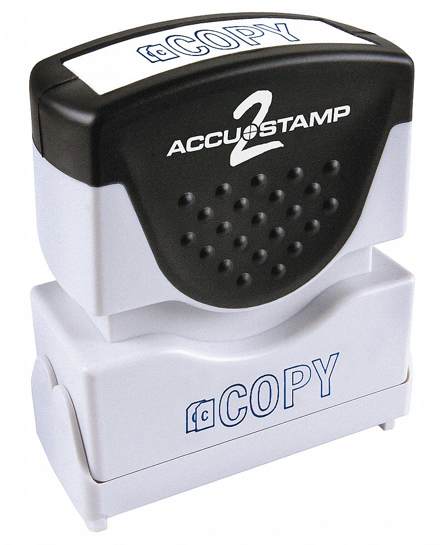 Message Stamp: COPY, Blue, Plastic, 1/2 in Imprint Area Ht, 1 5/8 in Imprint Area Wd