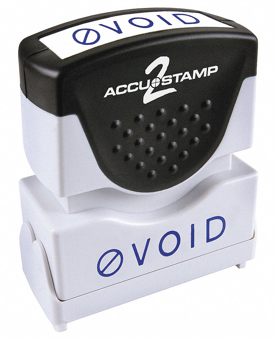 Message Stamp: VOID, Blue, Plastic, 1/2 in Imprint Area Ht, 1 5/8 in Imprint Area Wd