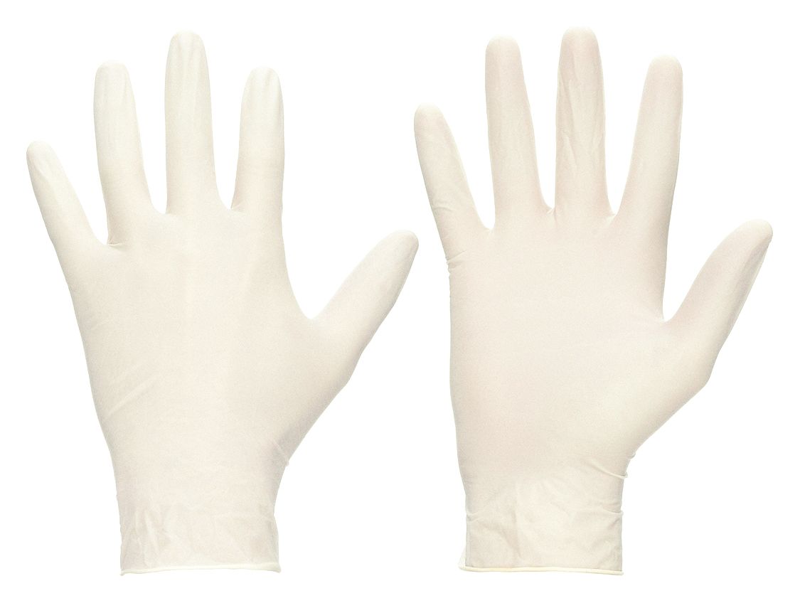 DISPOSABLE GLOVES, CHEMICAL-RESISTANT/FOOD-GRADE, L (9), 4 MIL, LATEX, 100 PK