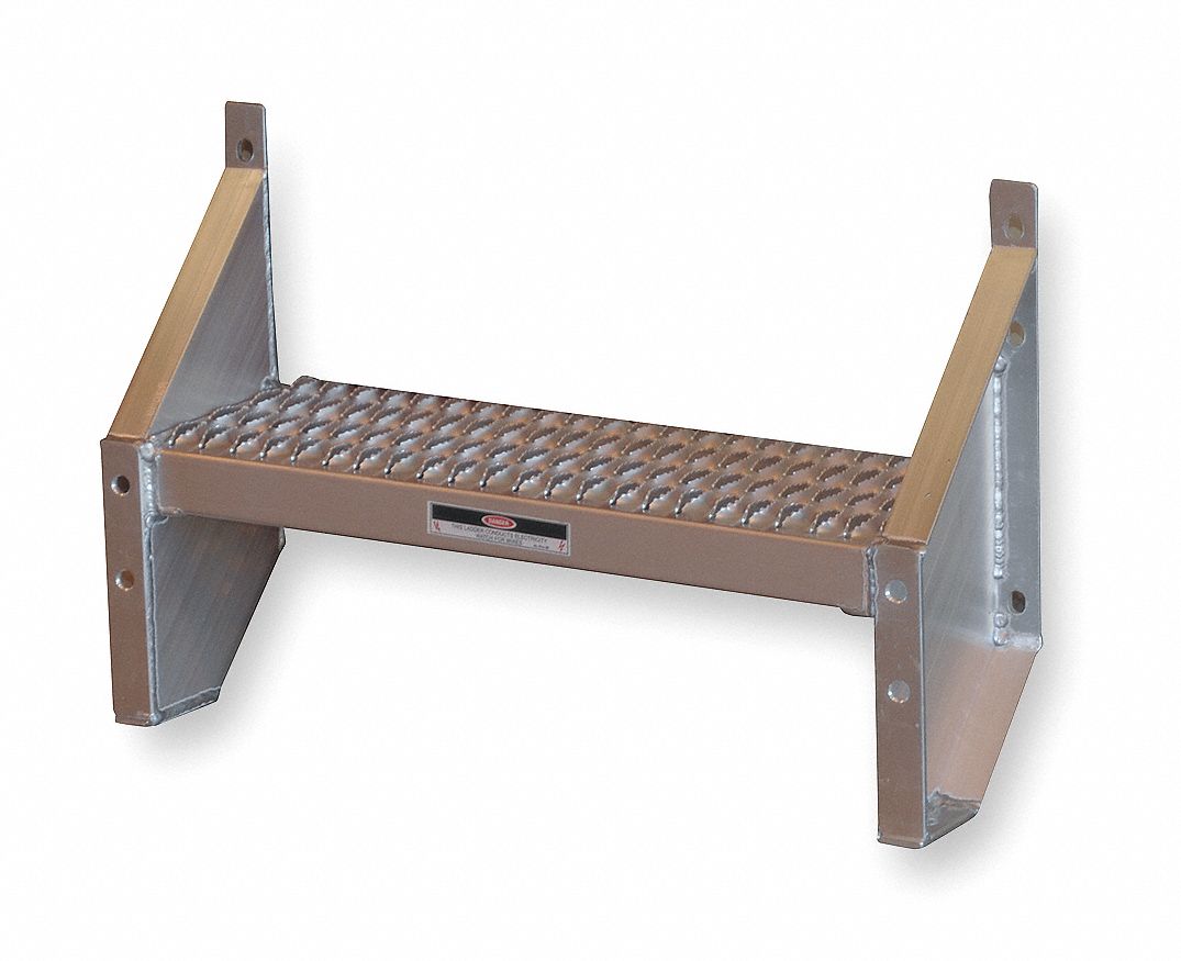GRAINGER APPROVED 2Step Aluminum Stair Unit, Serrated Step Tread, 18" Top Step Height, 350 lb