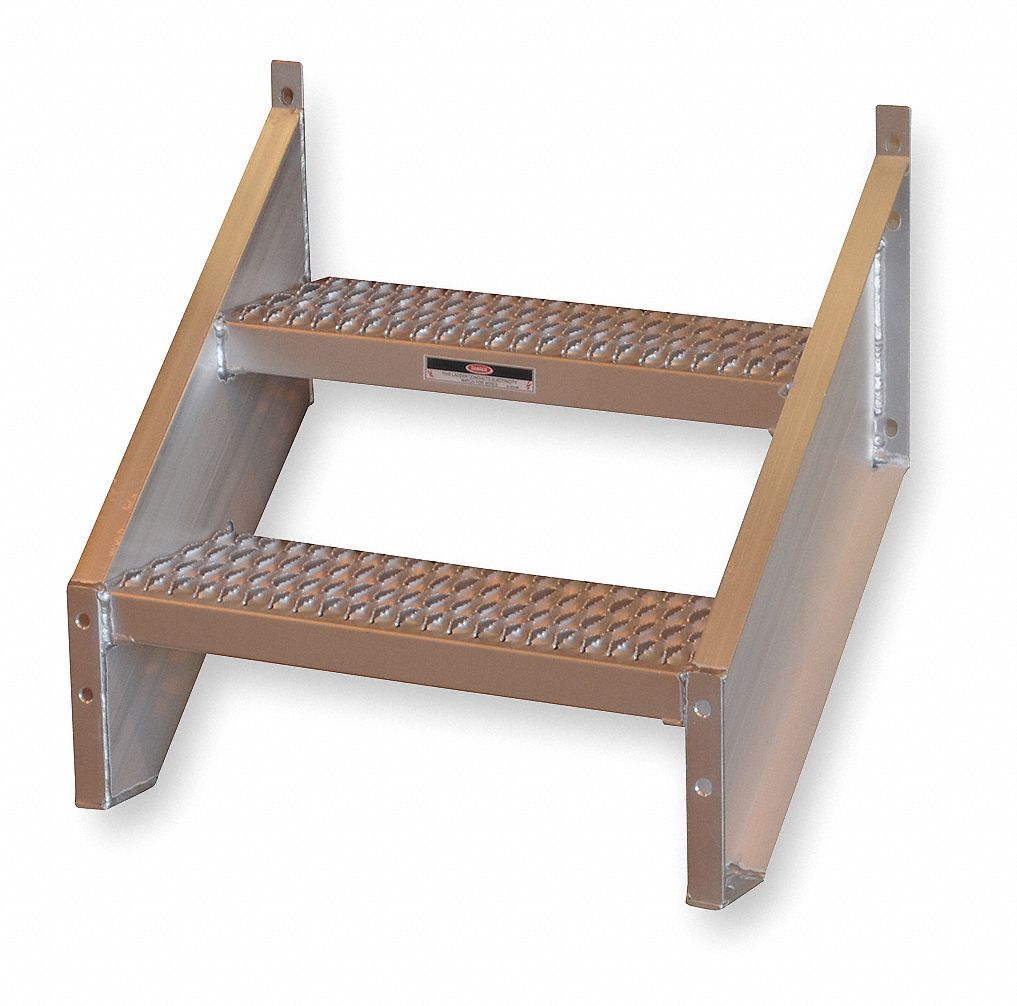 GRAINGER APPROVED Stair Unit, Aluminum, 2 Steps, 350 lb. Cap. 4XV19