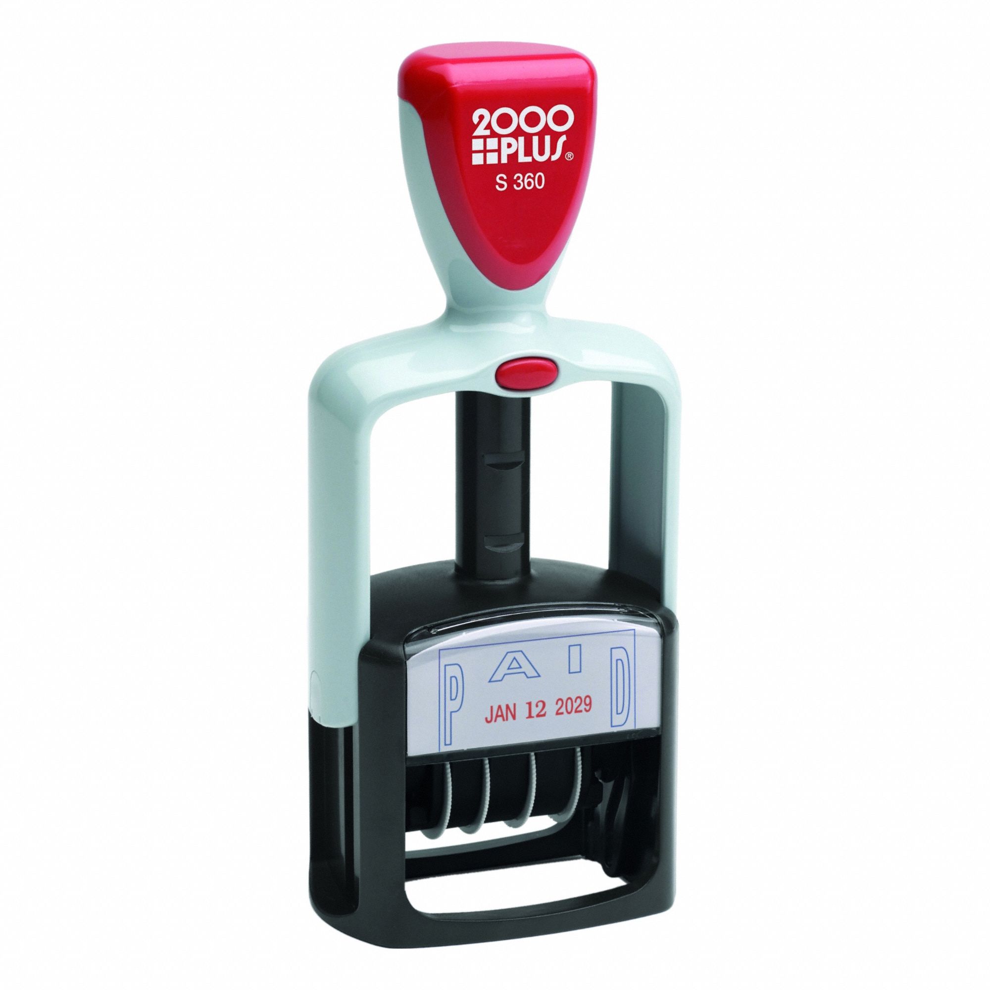 Predefined Single Message: PAID, Blue/Red, Metal, 5/32 in Imprint Area Ht, 1 in Imprint Area Wd