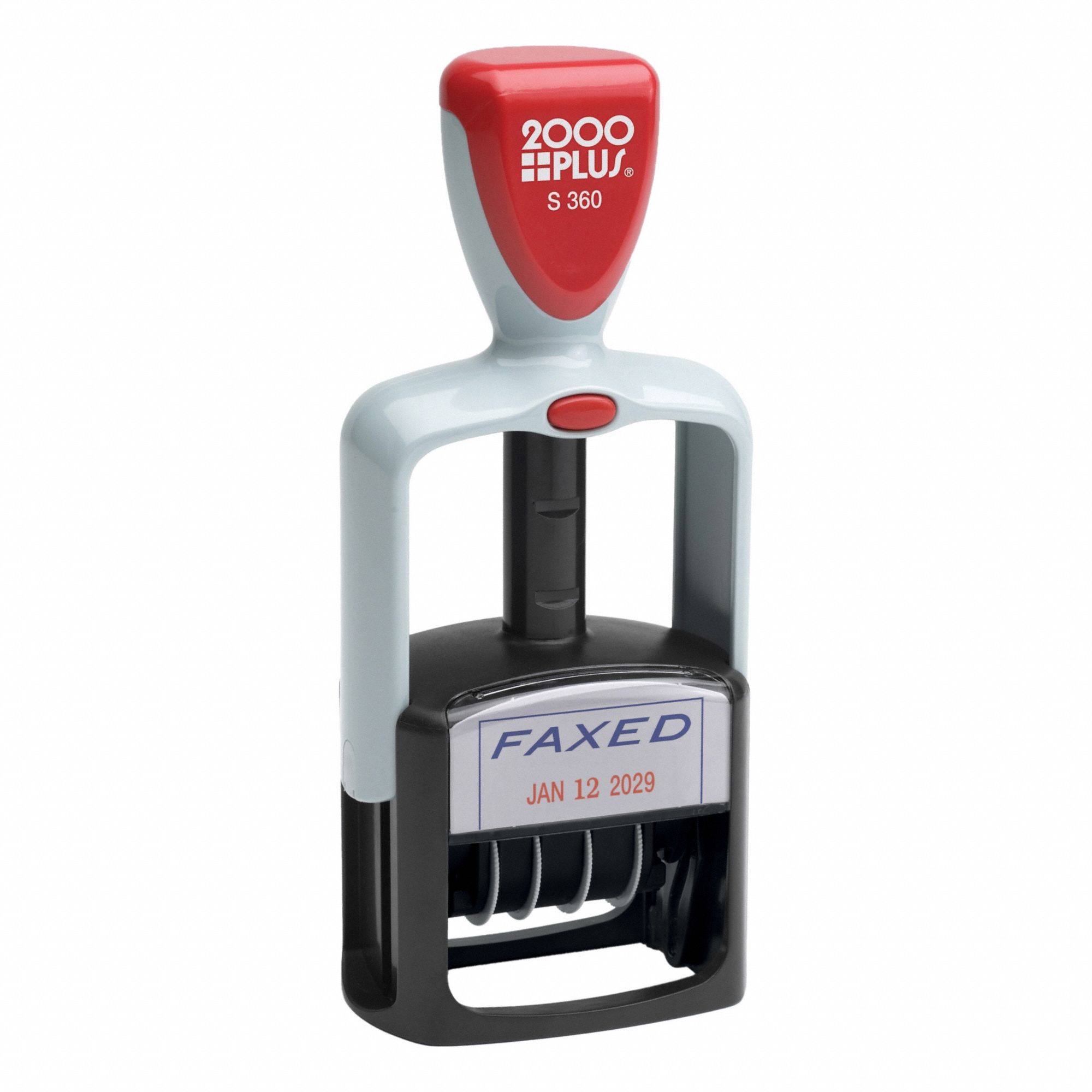 Predefined Single Message: FAXED, Blue/Red, Metal, 5/32 in Imprint Area Ht, 1 in Imprint Area Wd