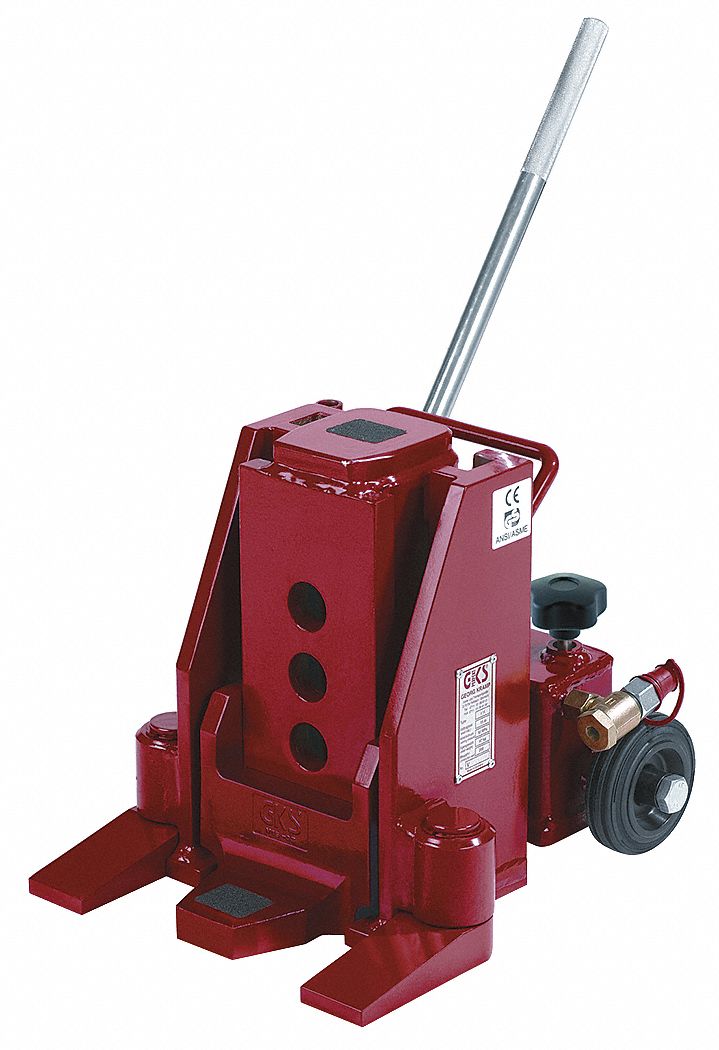 HYDRAULIC TOE JACK, STEEL, MANUAL HANDLE, PNEUMATIC, AIR/HYDRAULIC, 15 TON LIFTING CAPACITY