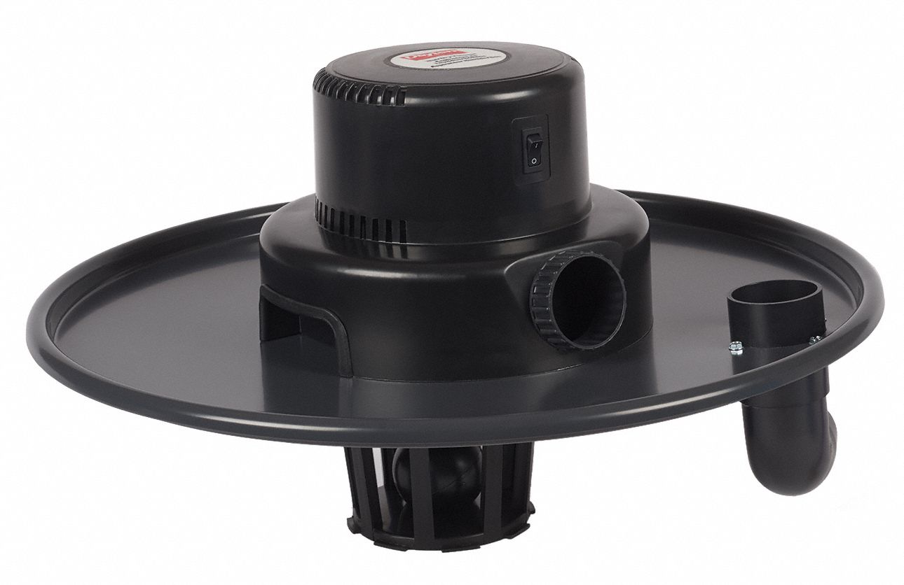 DAYTON DrumTop Vacuum Head Std, Wet/Dry, For 55 gal Drum Capacity, 1