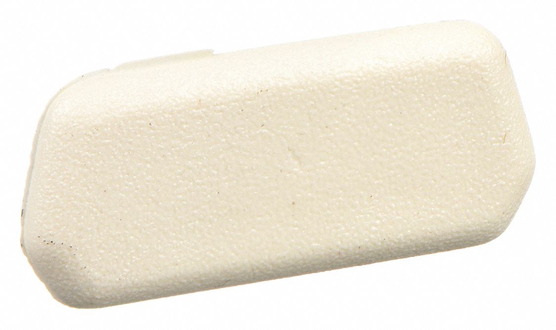 Blank End: 400, 1 in Wd, 1/2 in Ht, Plastic, Ivory