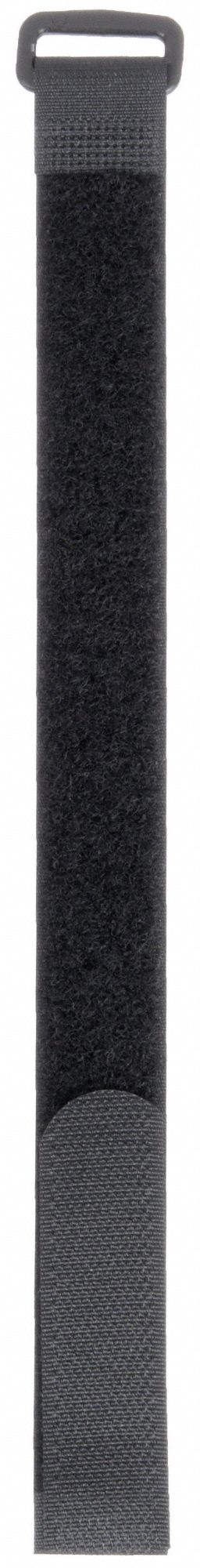 Hook-and-Loop Cinch Strap: 12 in Lg, 3.00 in, 0.75 in Wd, Nylon, Black, 10 PK