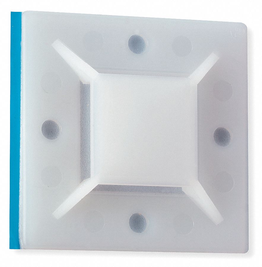 CABLE TIE MOUNTING BASE, 0.81 IN SLOT W, 0.13 IN SLOT H, 2 IN L X 2 IN W X 0.26 IN H, 25 PK