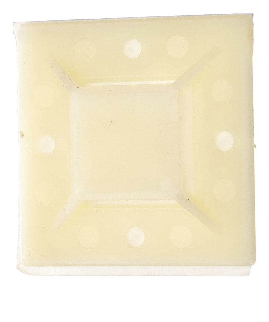 Cable Tie Mounting Base: 0.81 in Slot Wd, 0.13 in Slot Ht, 2 in L x 2 in W x 0.26 in H, 25 PK