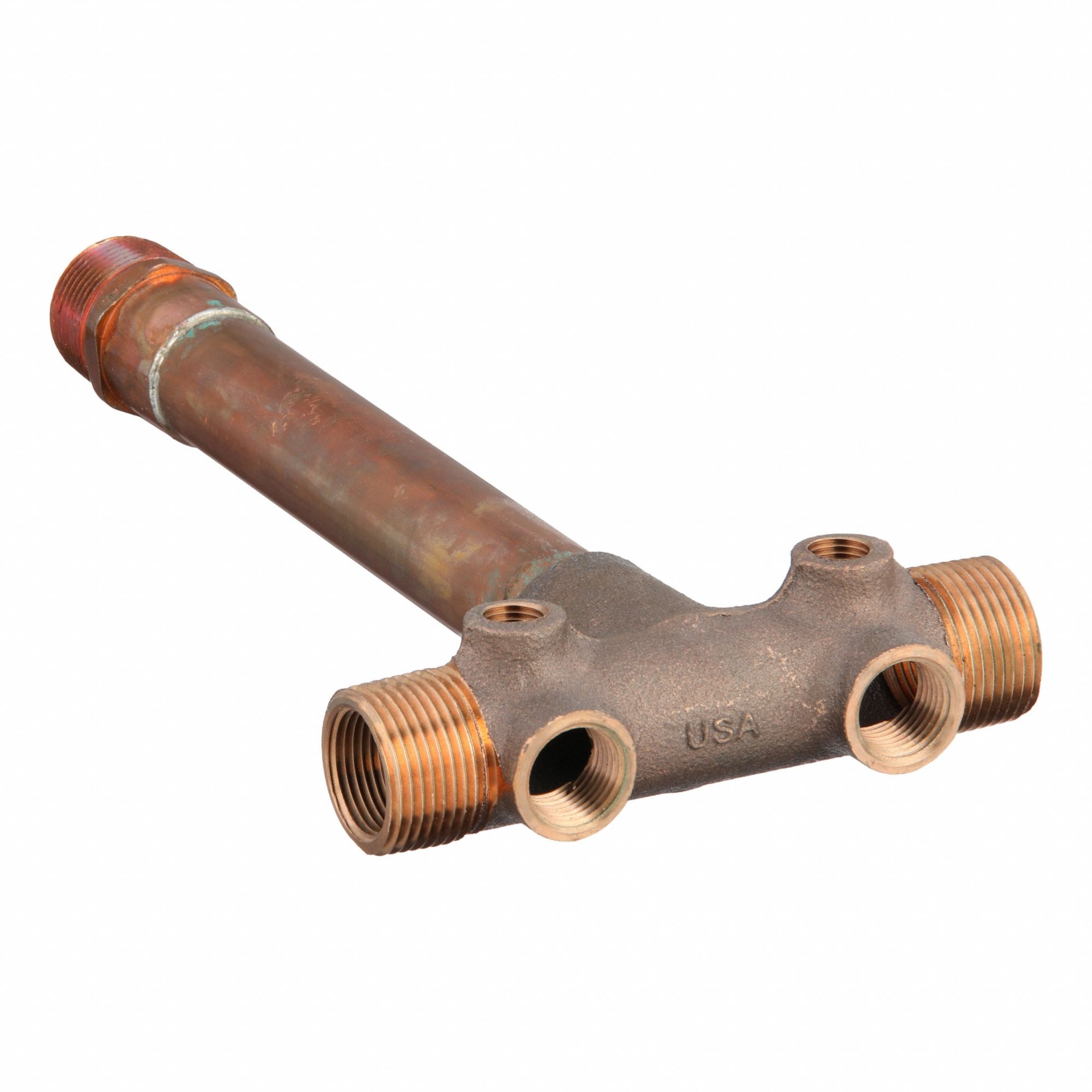 Well Water Tank Fitting: Brass, Tee, 10 in Overall Lg, 1 in MNPT, MNPT