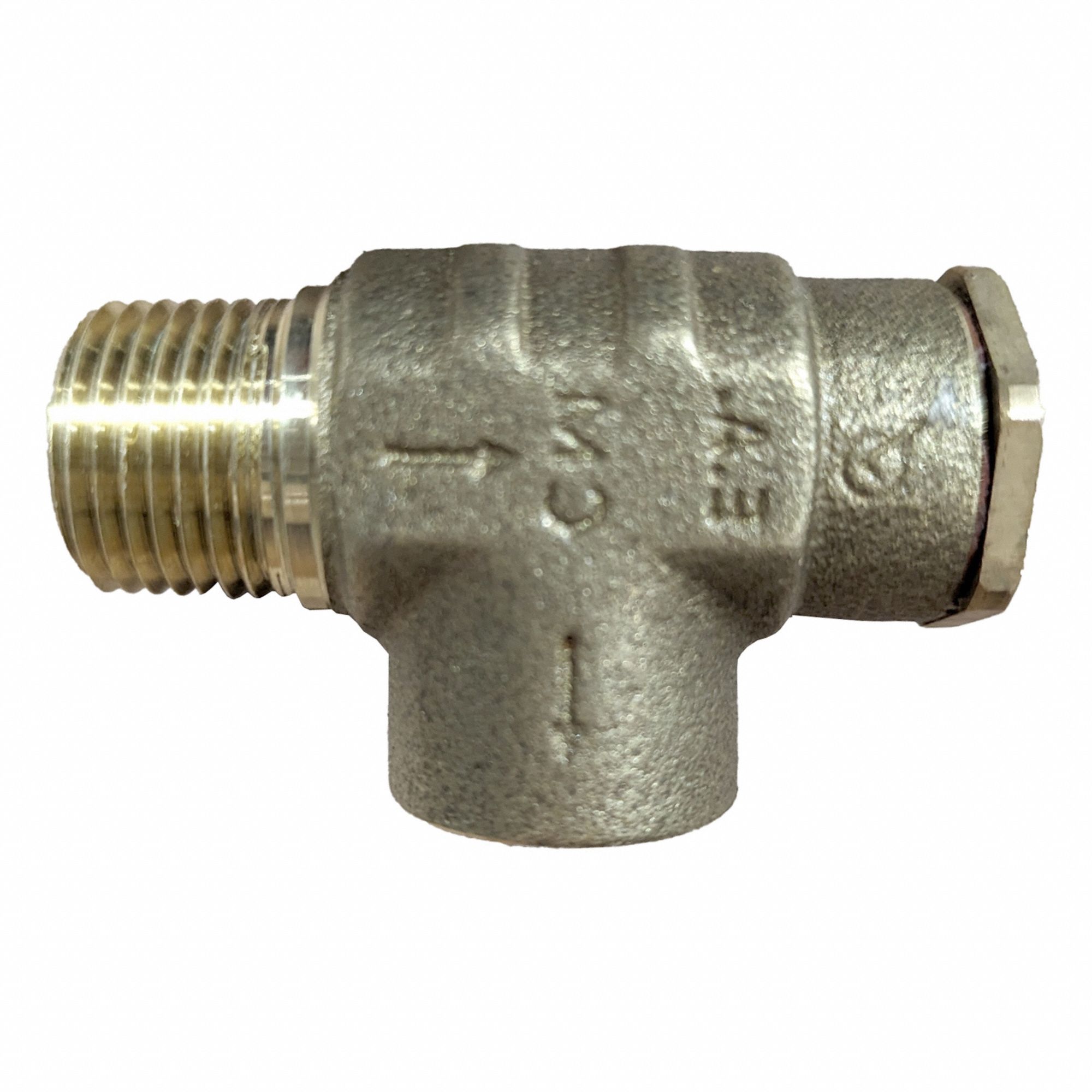 Nonadjustable Relief Valve: MNPT x FNPT, 3/4 in x 1/2 in, Brass, 75 psi Max. Op Pressure