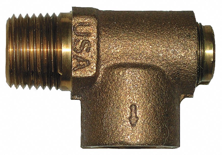 Low-Lead Brass Nonadjustable Relief Valve, FNPT Inlet Type, MNPT Outlet Type