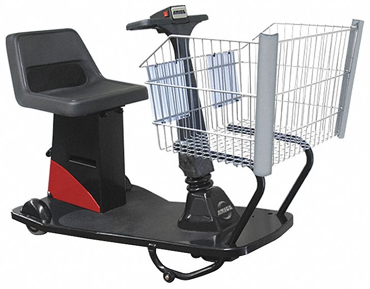 Motorized Shopping Cart: Red, Front Wheel Drive, 125 lb Basket Capacity