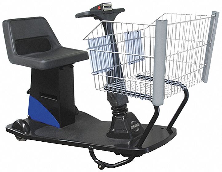 Motorized Shopping Cart: Blue, Front Wheel Drive, 125 lb Basket Capacity