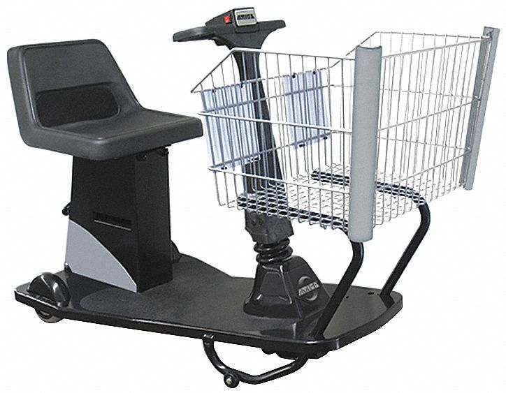 Motorized Shopping Cart: Silver, Front Wheel Drive, 125 lb Basket Capacity
