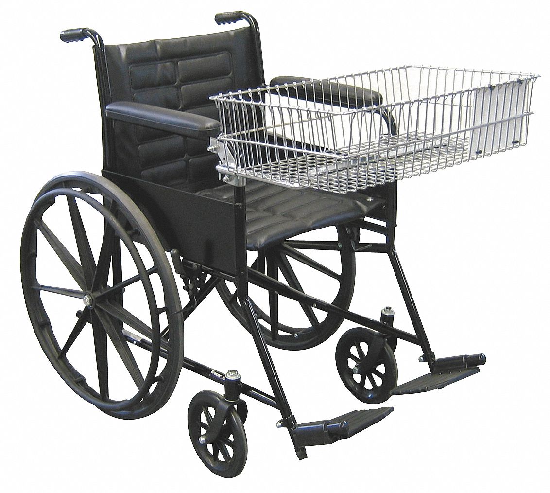 Wheelchair Shopping Cart: Chrome, Manual, 65 lb Basket Capacity
