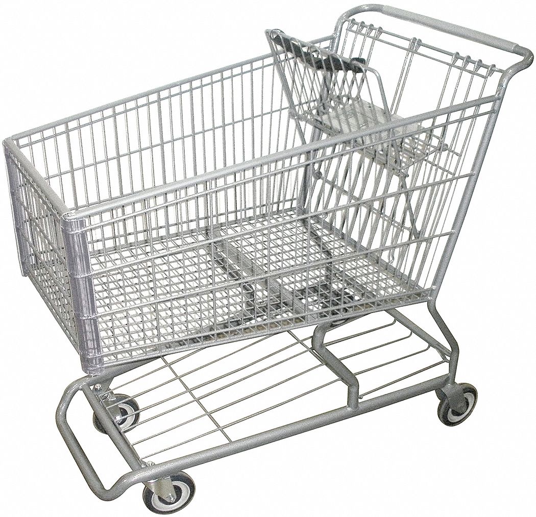 4YFE9 - Wire Shopping Cart 42 in L 25 in W