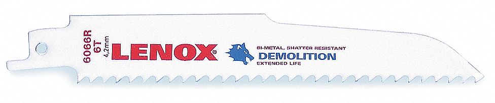 Reciprocating Saw Blade: 6 Teeth per Inch, 6 in Blade Lg, 0.06 in Blade Thick, Bi-Metal, 5 PK