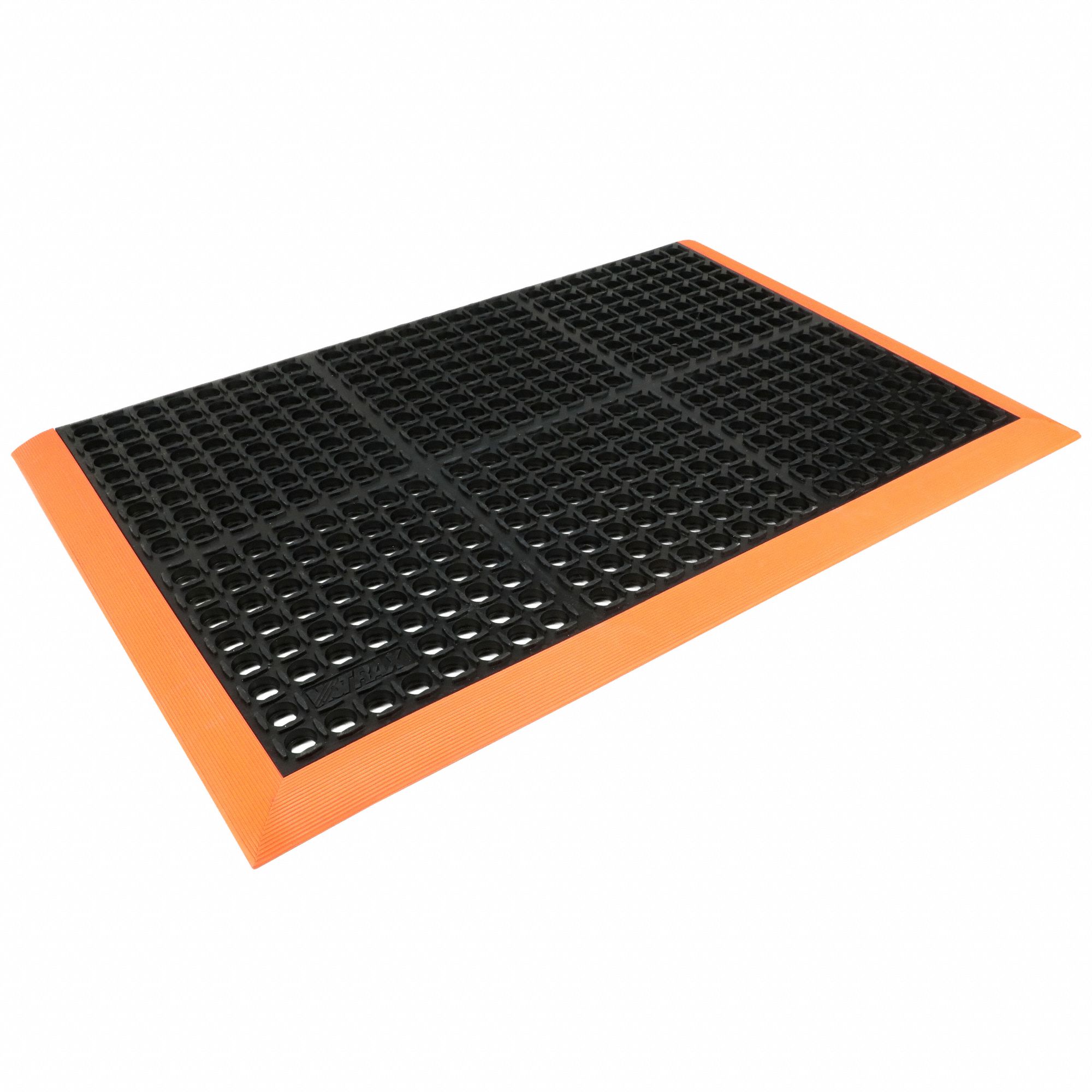 ANTIFATIGUE MAT, 26 X 40 IN, ⅞ IN THICK, RAISED DIAMOND STUDS, BLACK/ORANGE BORDER
