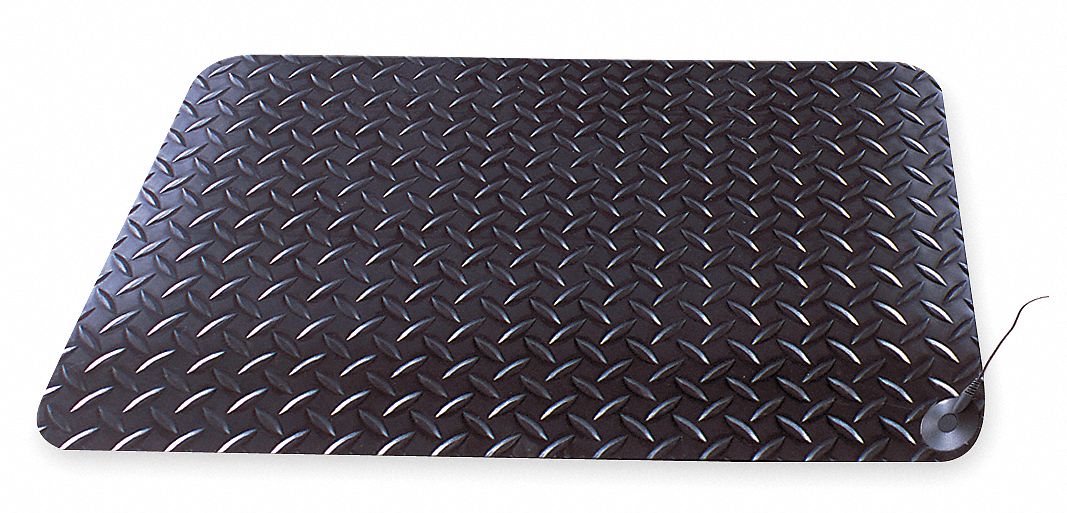 STATIC DISSIPATIVE MAT, 2 X 3 FT, VINYL SPONGE BACKING, 9/16 IN THICK, BLACK