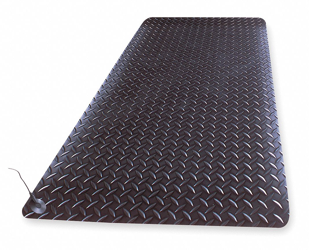 STATIC DISSIPATIVE MAT, 3 X 5 FT, VINYL SPONGE BACKING, 9/16 IN THICK, BLACK