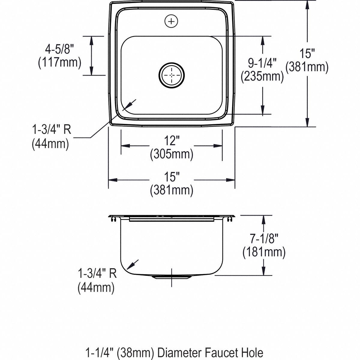 ELKAY Drop-In Bar Sink Package: Dual Manual Handle, Lever, Elkay, 15 in ...