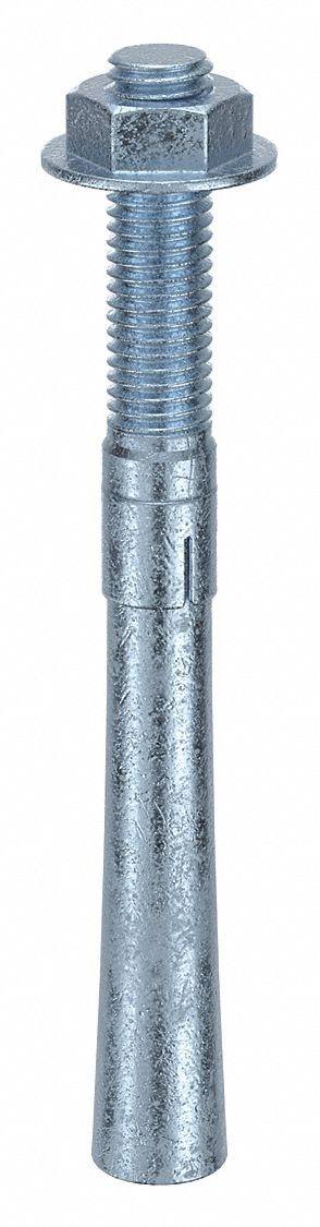 Wedge Anchor: 7 in Overall Lg, 5/8 in Dia, 5/8"-11 Thread Size, Steel, Steel, 55 PK