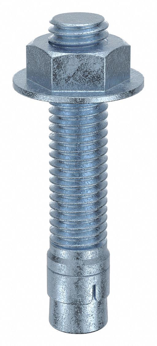Wedge Anchor: 2 3/4 in Overall Lg, 1/2 in Dia, 1/2"-13 Thread Size, Steel, 200 PK