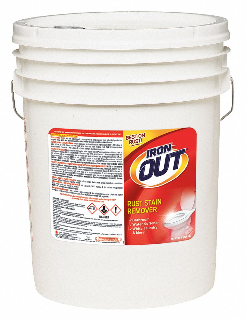 Rust Stain Remover: Bucket, 6.25 gal Container Size, Ready to Use, Powder