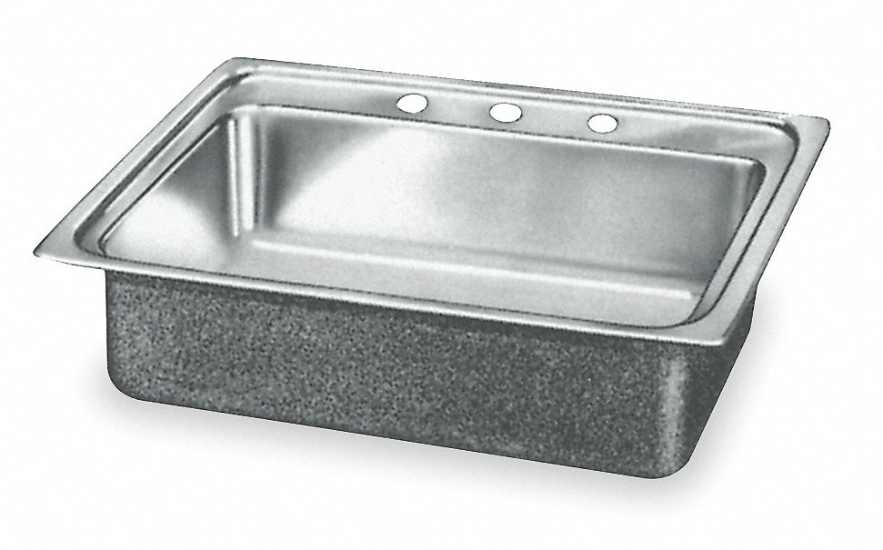 SINGLE BOWL DROP- IN SINK: ELKAY, 22 IN L, 19½ IN W, 18 IN X 14 IN BOWL SIZE