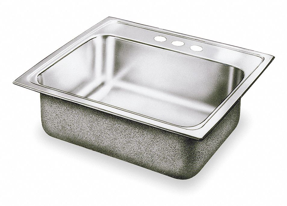 Bowl Drop-In Sink: 25 in Overall Lg, 22 in Overall Wd, 10 in Bowl Dp, 21 in Bowl Lg, 1 Bowls