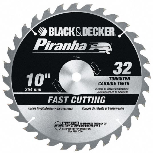 BLACK & DECKER Circular Saw Blade: 10 in Blade Dia., 32 Teeth, 0.1 in Cut  Wd, 5/8 in Arbor Size
