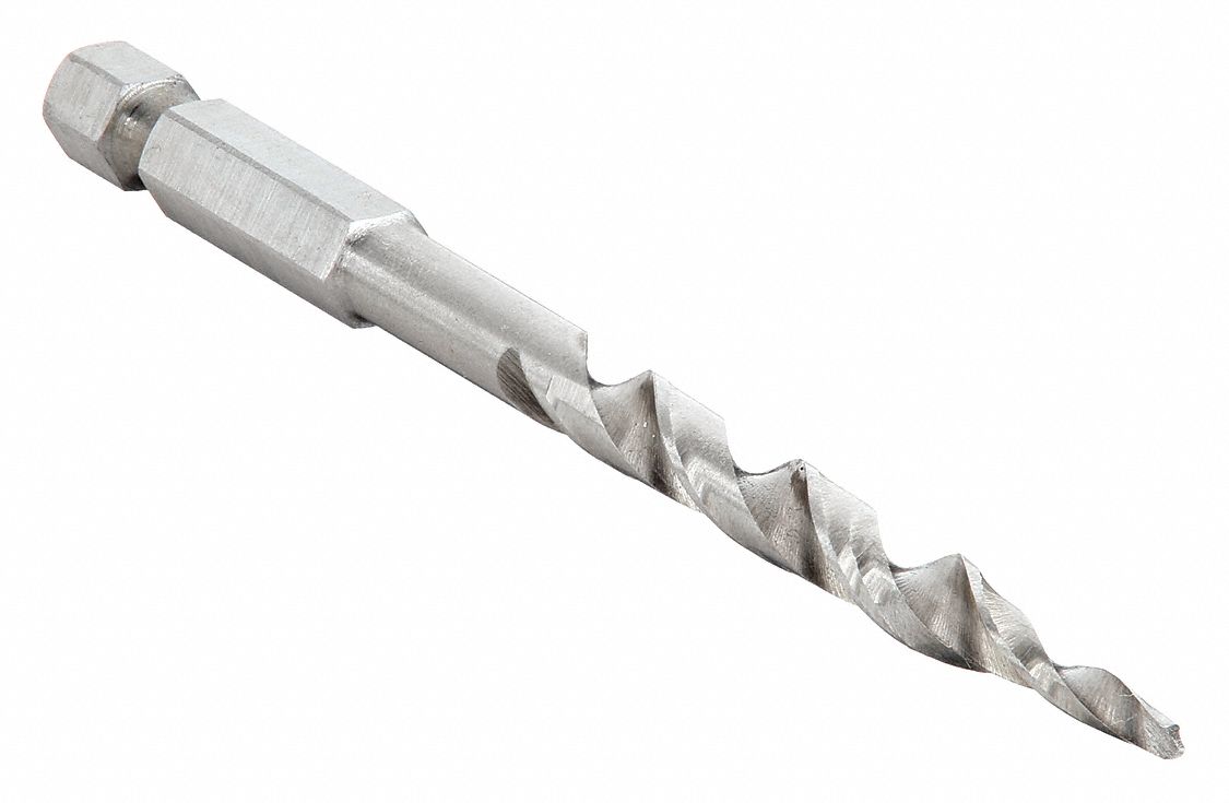 Replacement Drill Bit: Hex Shank, 7/32 in Drill Bit Size, 1 3/8 in Overall Lg
