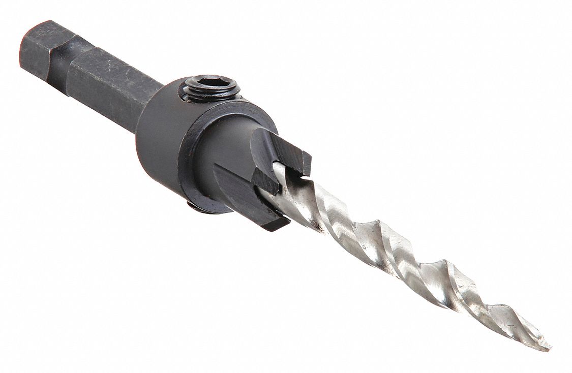 DRILL BIT COUNTERSINK, HEX SHANK, 90 °  COUNTERSINK ANGLE, 3/16 IN DRILL BIT SIZE