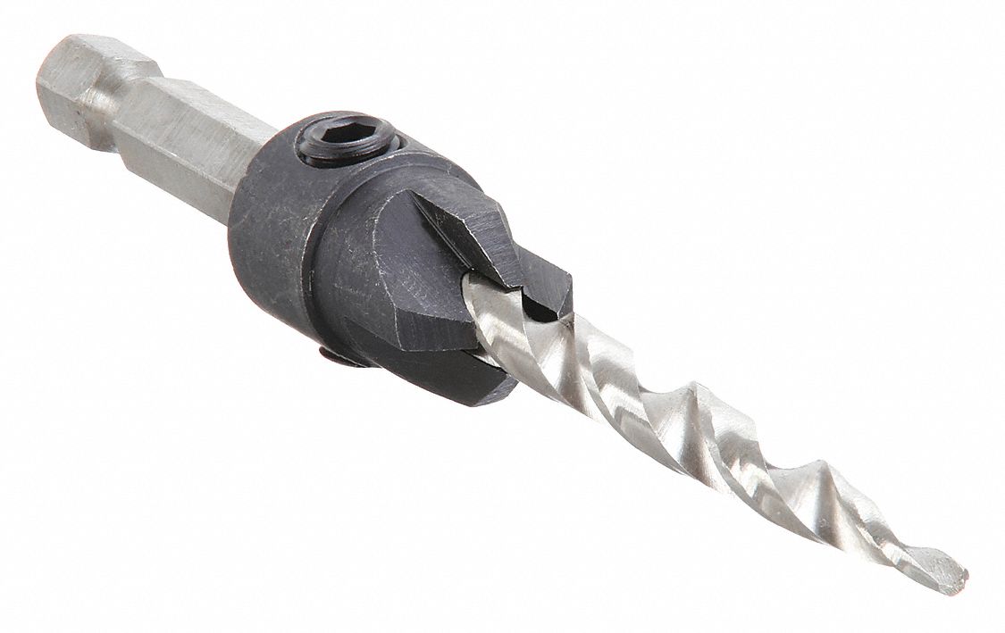 DRILL BIT COUNTERSINK, HEX SHANK, 90 °  COUNTERSINK ANGLE, 7/32 IN DRILL BIT SIZE