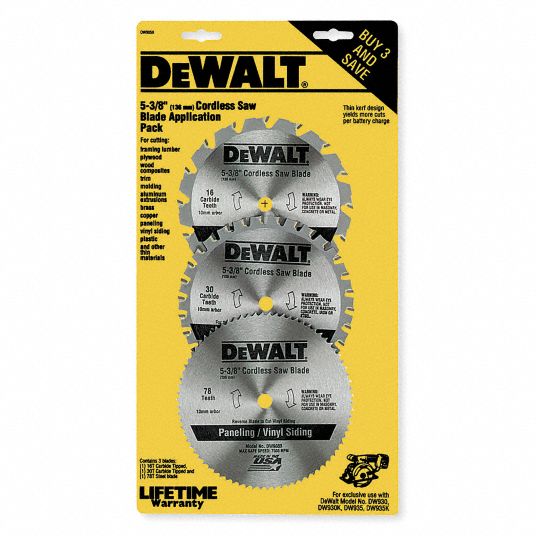 DEWALT Circular Saw Blade, 5 3/8 in Blade Dia. 4YL18DW9059C5 Grainger