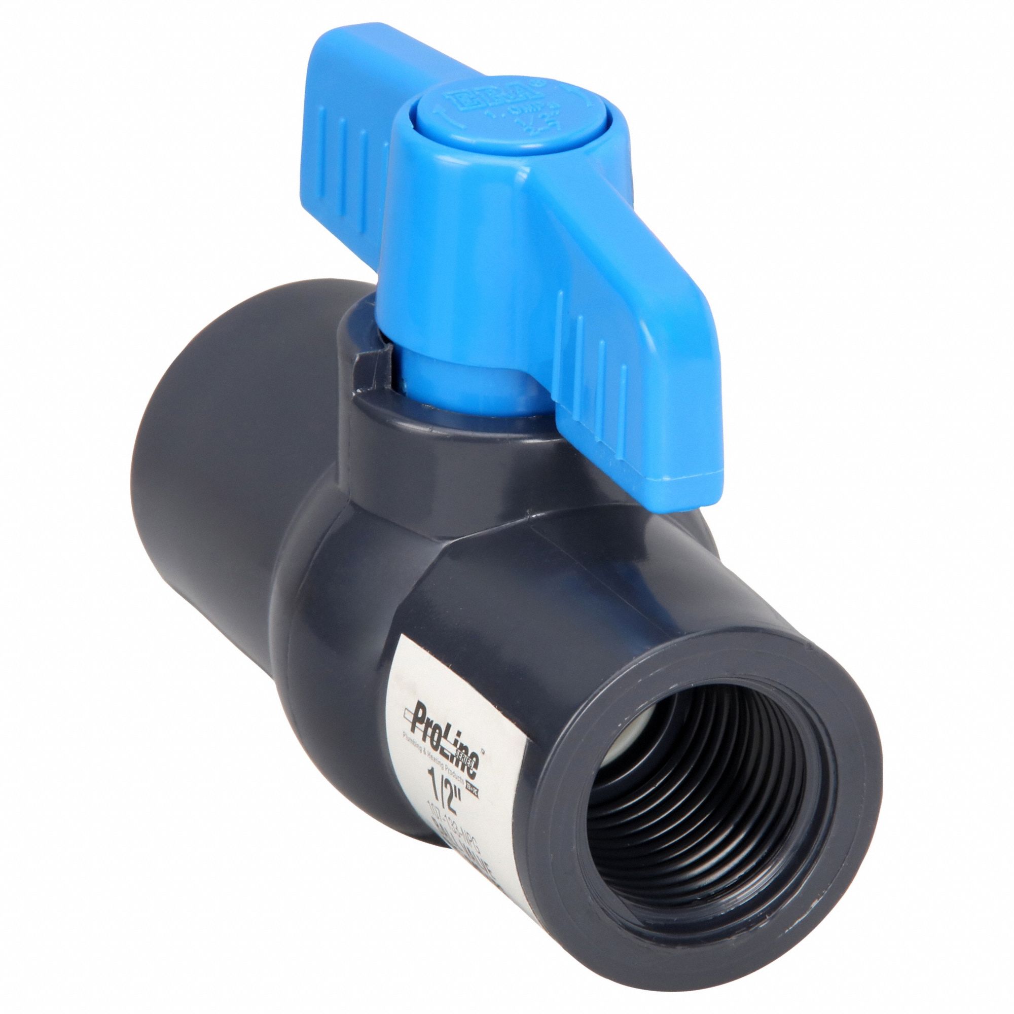Manual Two-Way Ball Valve: 1/2 in, PVC, Straight, FIP x FIP, Full Port Ball Port