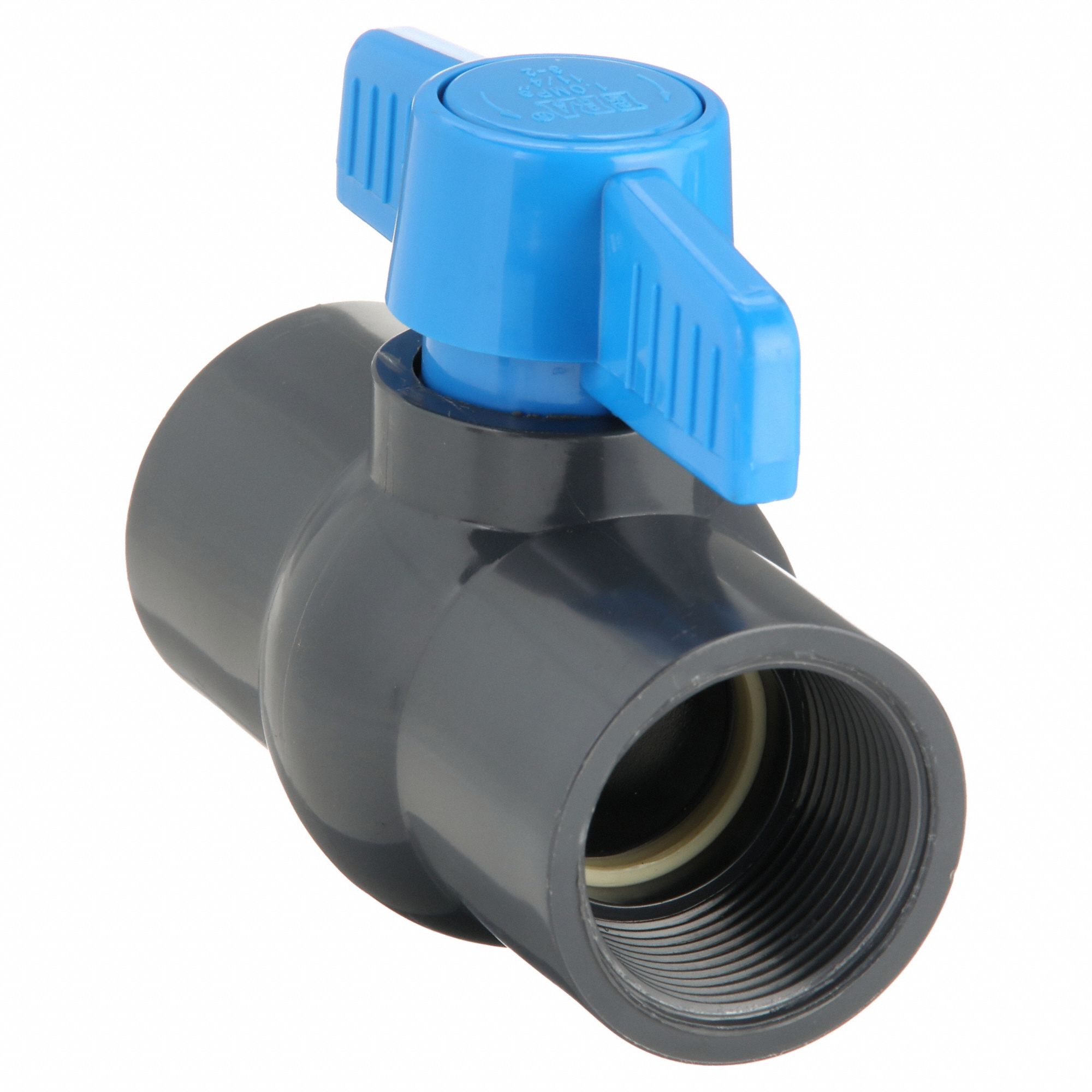 Manual Two-Way Ball Valve: 1 1/4 in, PVC, Straight, FIP x FIP, Full Port Ball Port