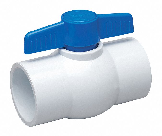 GRAINGER APPROVED Ball Valve, PVC, Inline, 1Piece, Pipe Size 2 in
