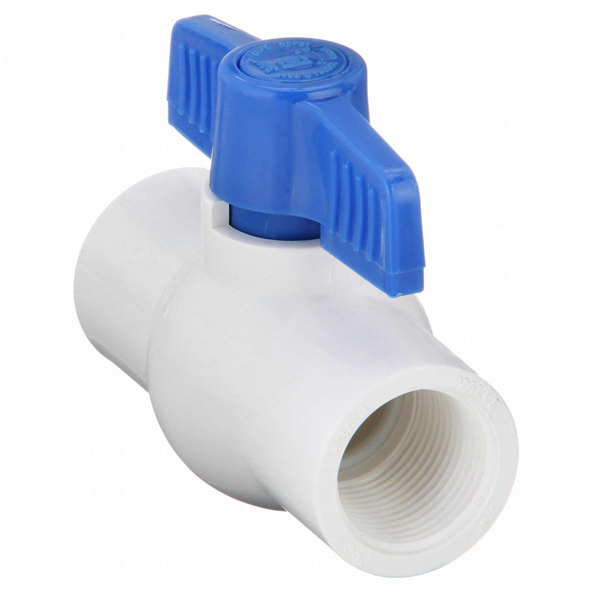 Manual Two-Way Ball Valve: 3/4 in, PVC, Straight, FIP x FIP, Full Port Ball Port