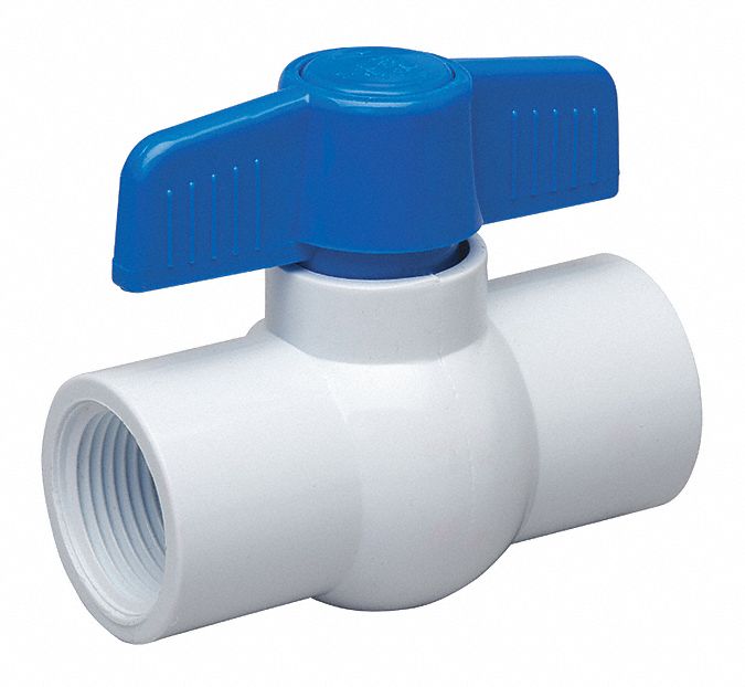 GRAINGER APPROVED Ball Valve, PVC, Inline, 1-Piece, Pipe Size 1 in